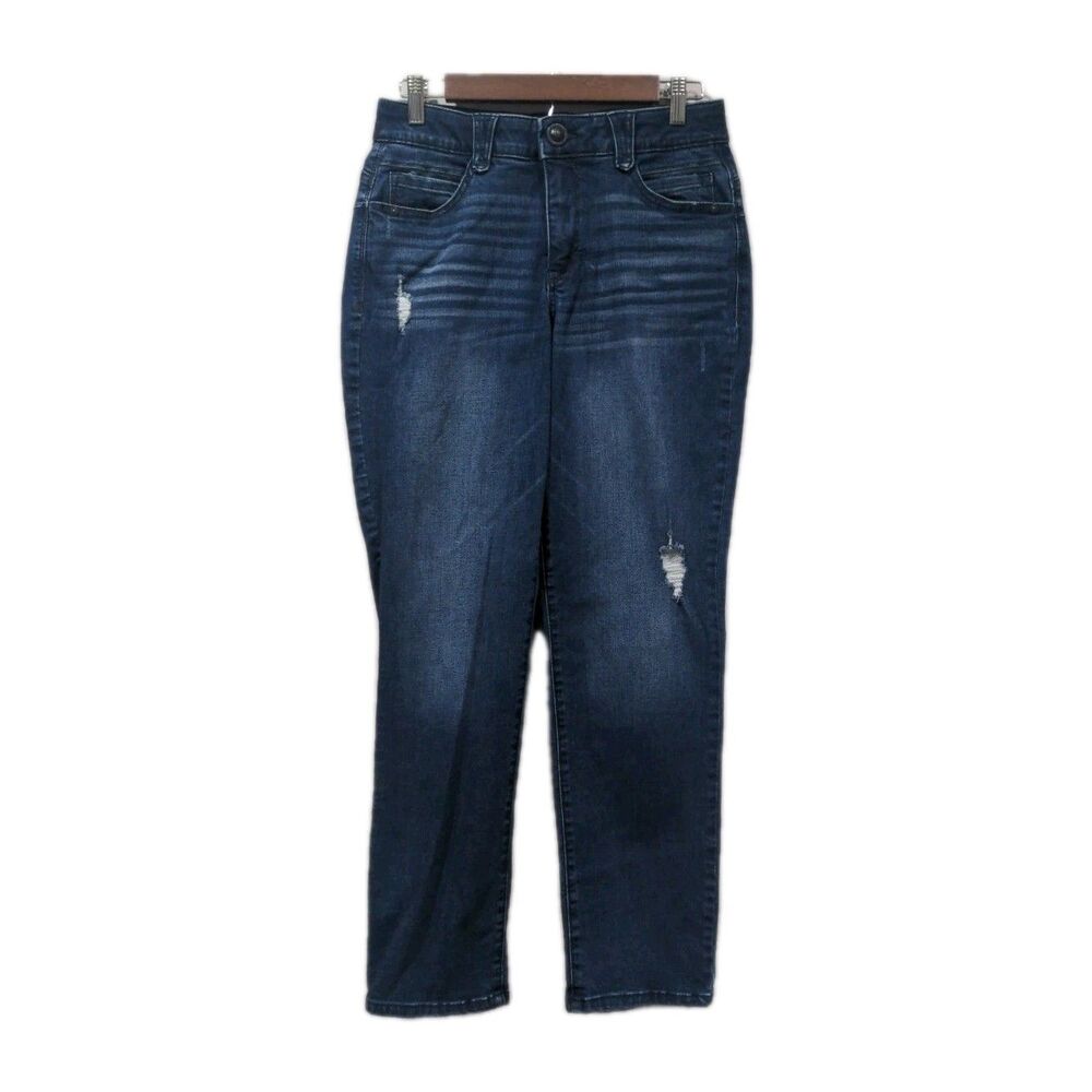 Democracy Womens Absolution Jeans Size 8 Dark Wash Stretch Distressed